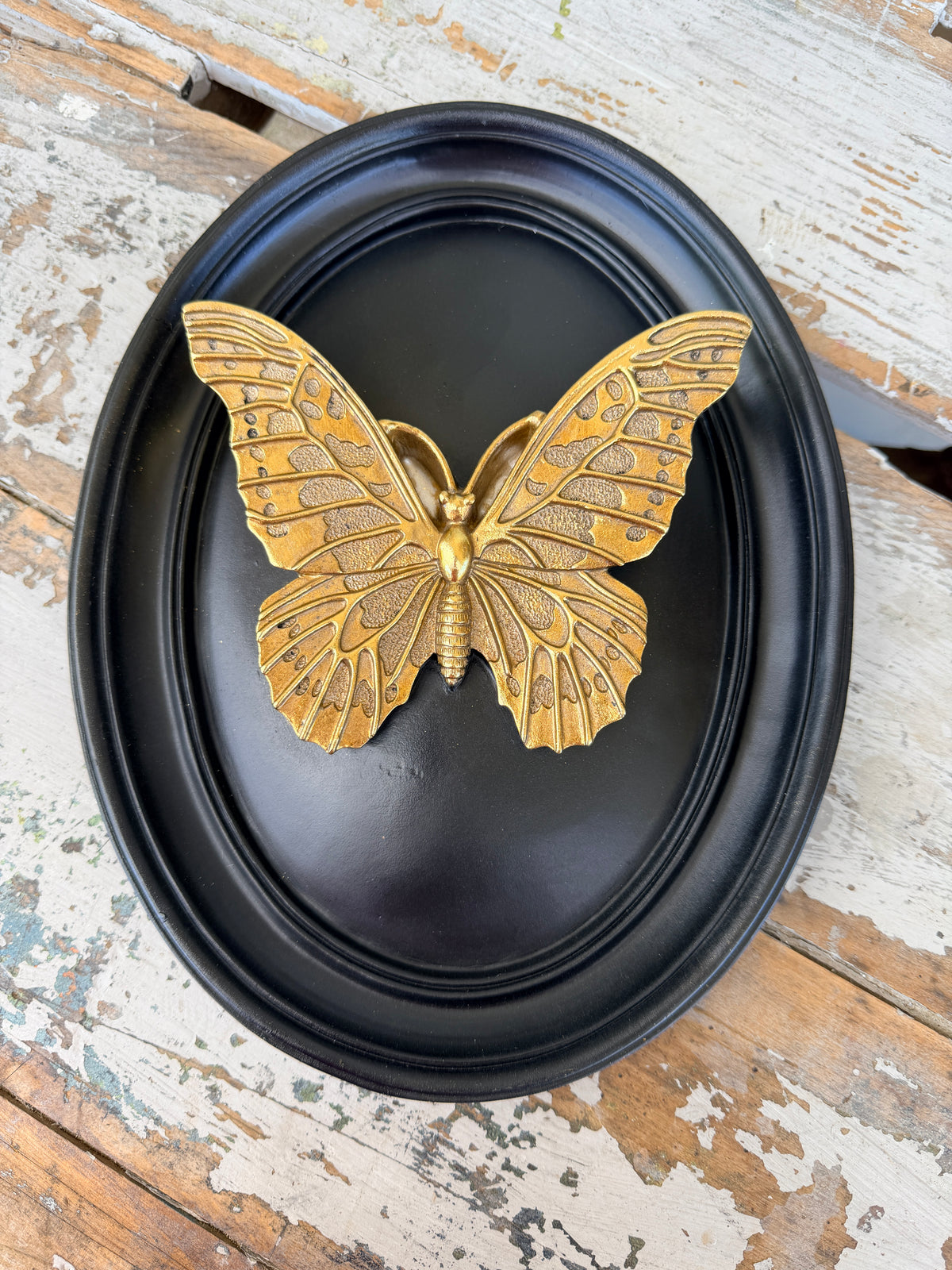 Golden Butterfly Black Wall Art