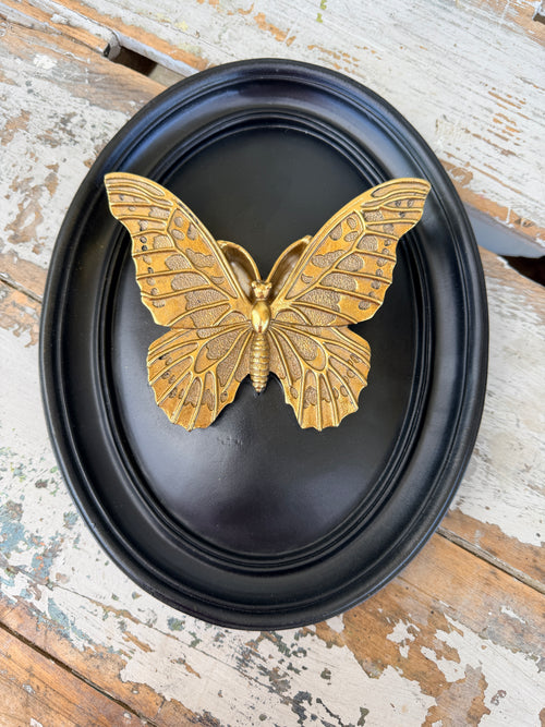 Golden Butterfly Black Wall Art
