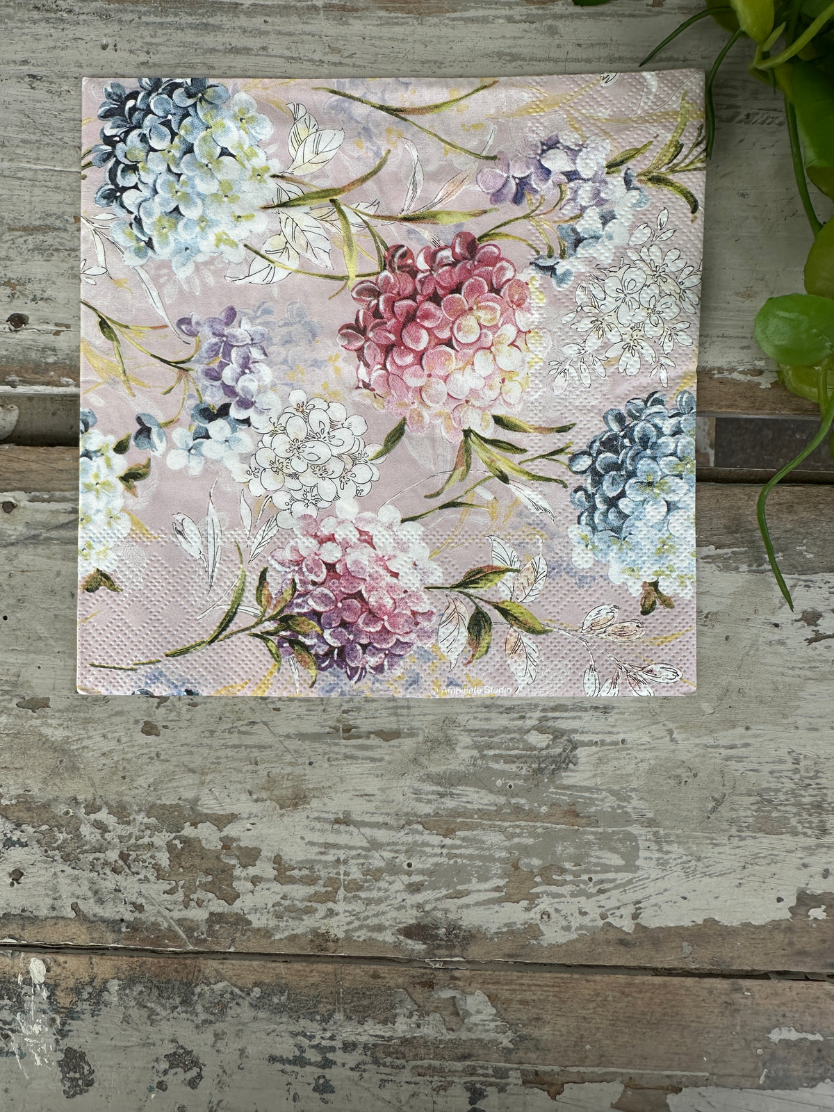 Lilac Pink Hydrangea Napkin for Decoupage