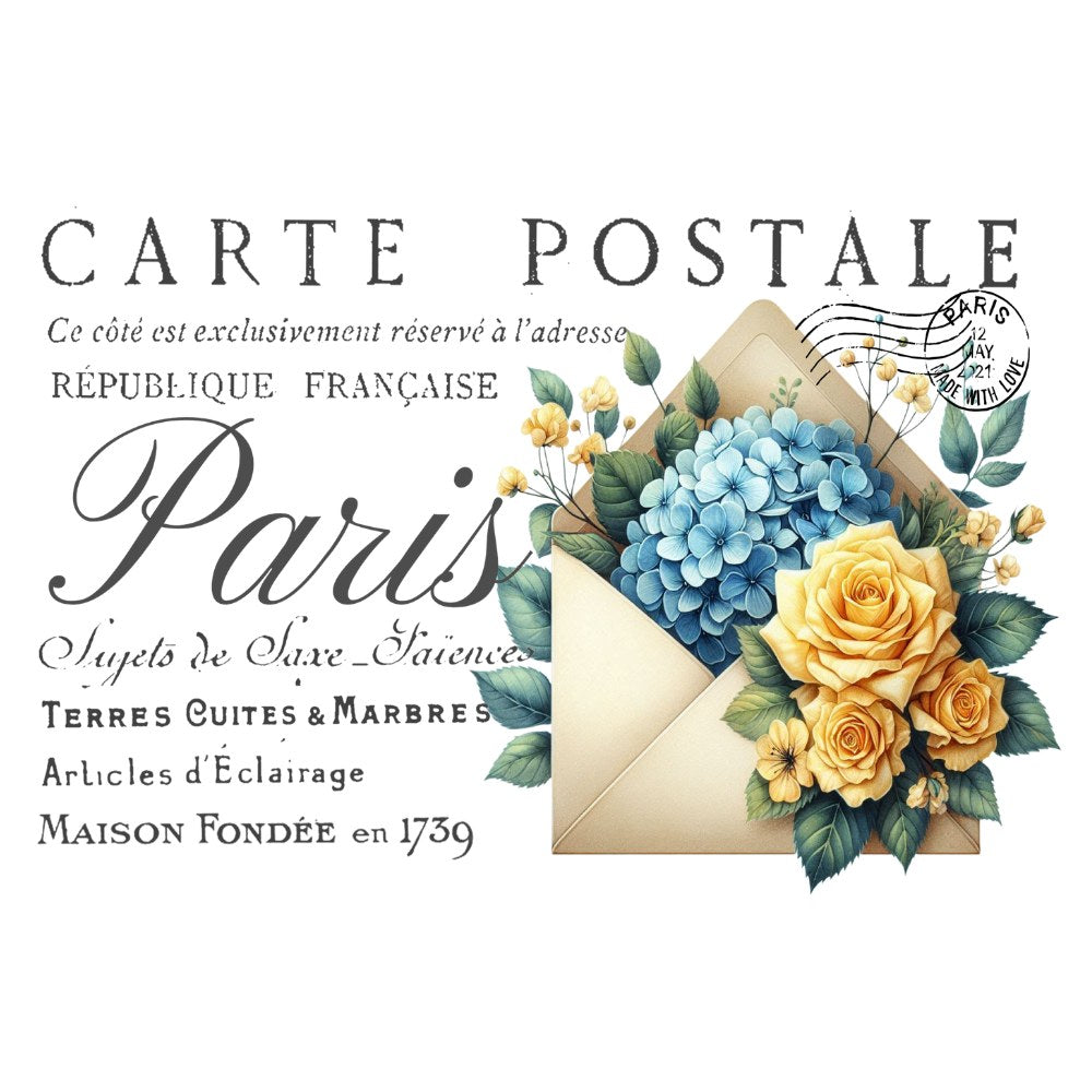 Carte Postale 14 Blue Yellow White Cloud Transfer
