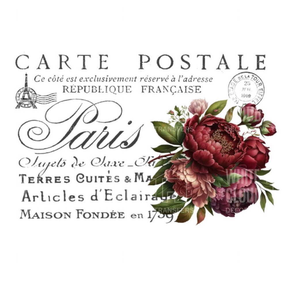 Carte Postale 6 Red flowers White Cloud Transfer