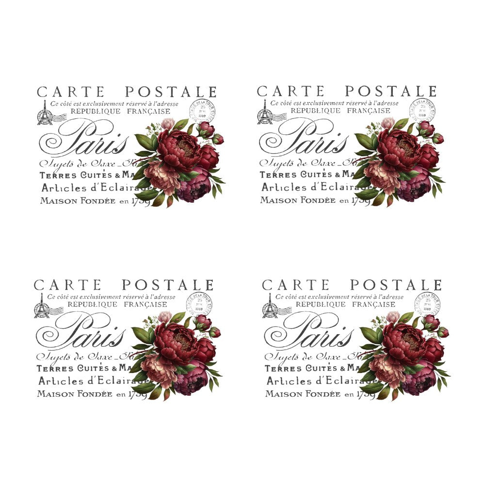 Carte Postale 6A Red flowers White Cloud Transfer