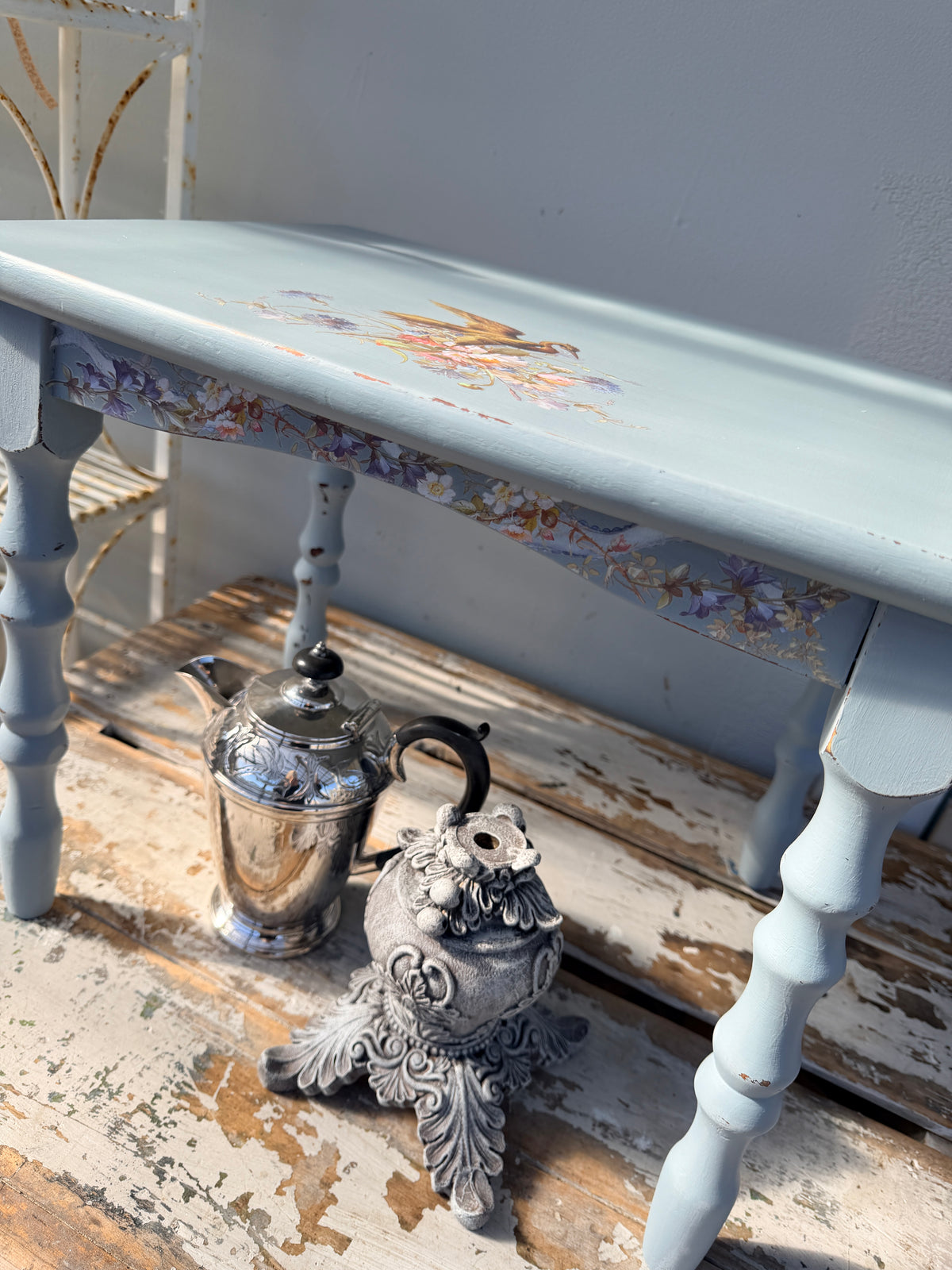 Paisley painted small wooden table