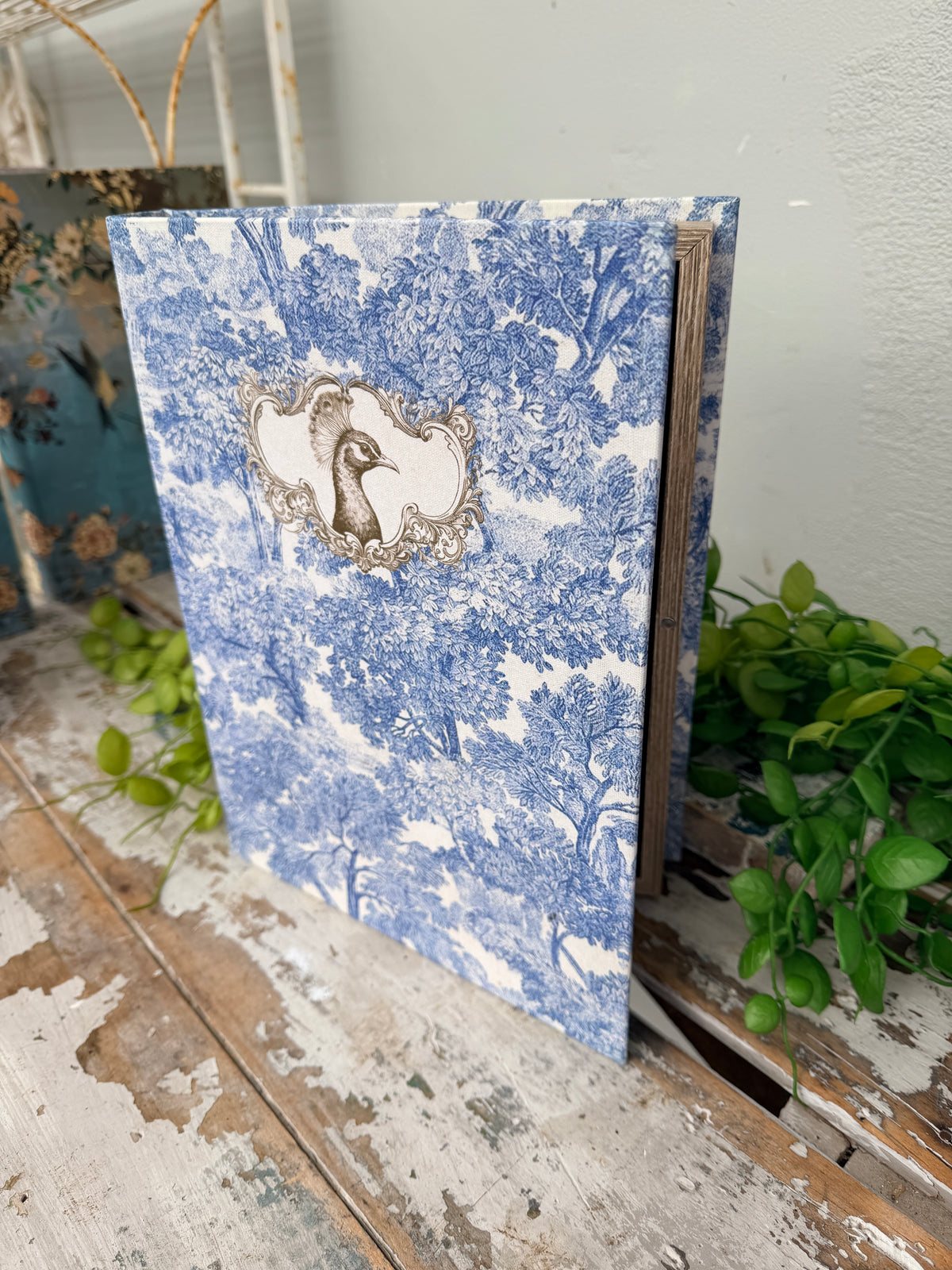 Book Box Peacock Blue & White 
