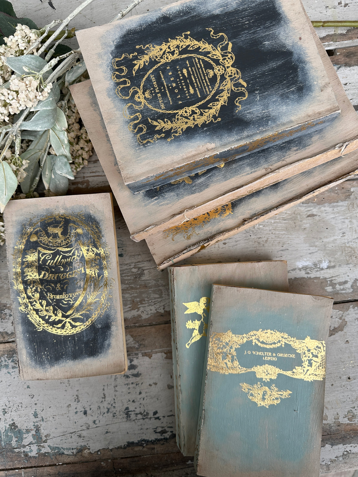 Fusion French Eggshell & Gold Reworked decorative Book 