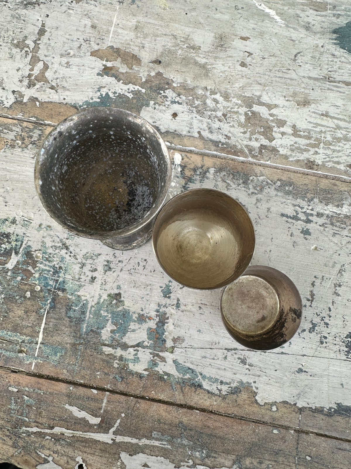 Silver egg cups set of 3