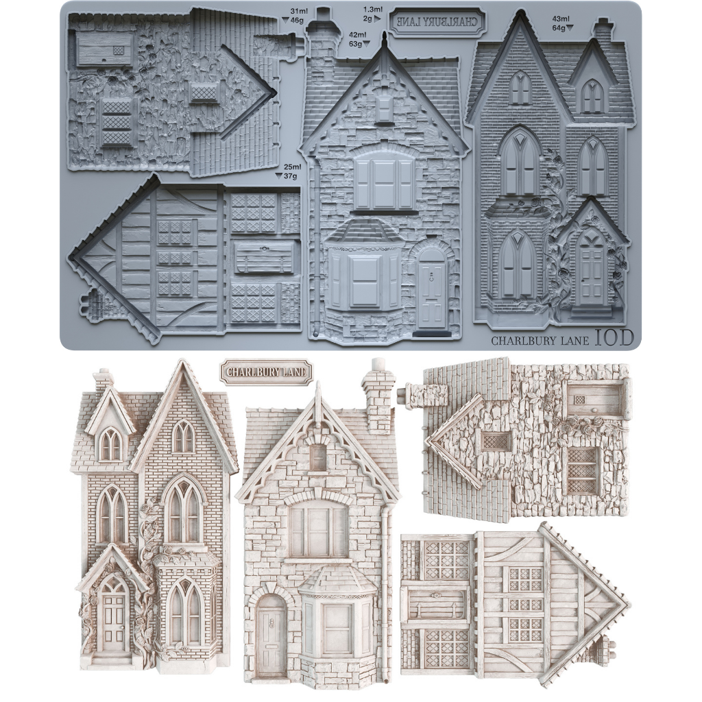 A set of miniature Victorian house templates and roof designs Charlbury Lane IOD Mould