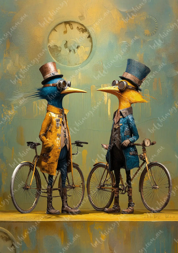 conflicting reports steampunk birds on bikes decoupage paper