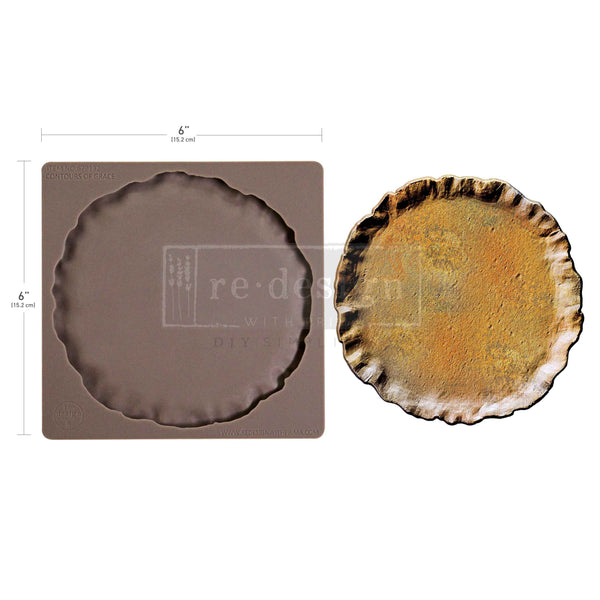 Silicone mold for creating round  with scalloped edge . Contours of Grace Mould by Redesign with Prima