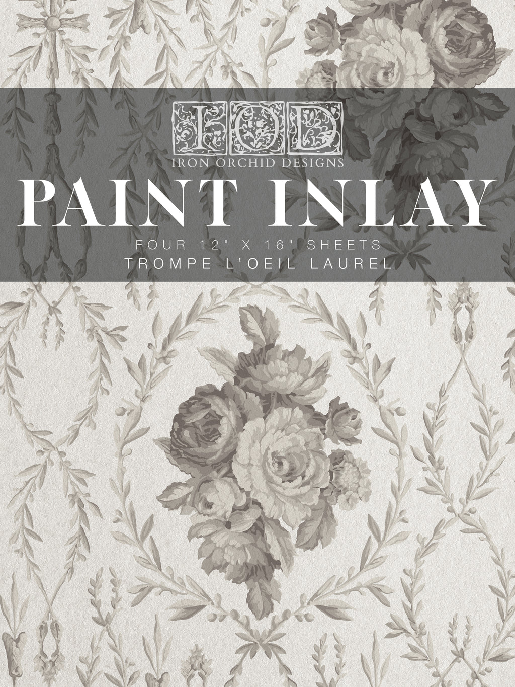 Trompe L'oeil Laurel I IOD Paint Inlay I 4 sheets | Paint me Vintage