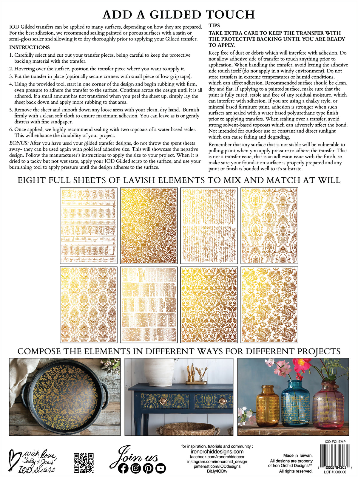 Emporium IOD Gilded Transfer large 8 sheets