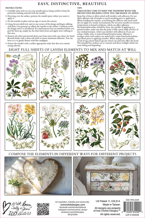Sarah Featon's Botanicals IOD Transfer small 8 sheets