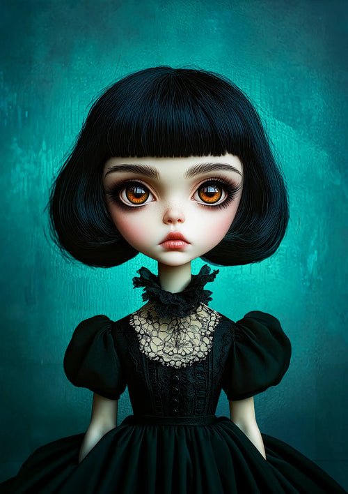 Cosette Big Eyed Doll Mulberry Decoupage Paper