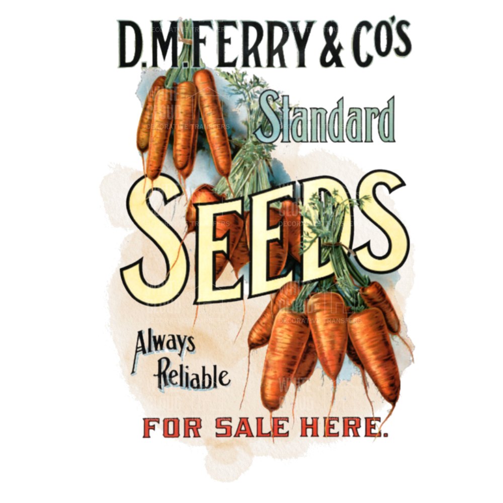 Vintage-style advertisement for D.M. Ferry & Co's Standard Seeds featuring carrots.