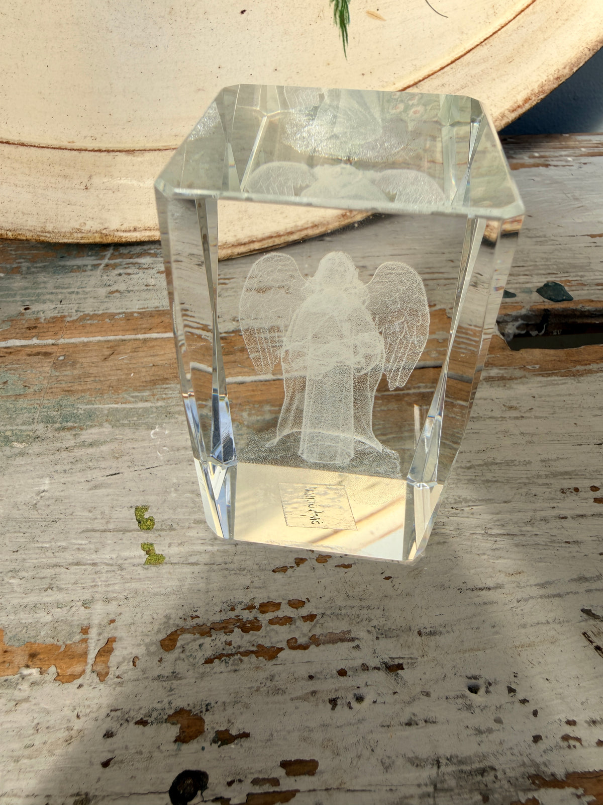 3D Mary and Baby Crystal Paperweight Laser-Etched Glass Keepsake