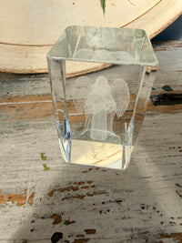 3D Mary and Baby Crystal Paperweight Laser-Etched Glass Keepsake