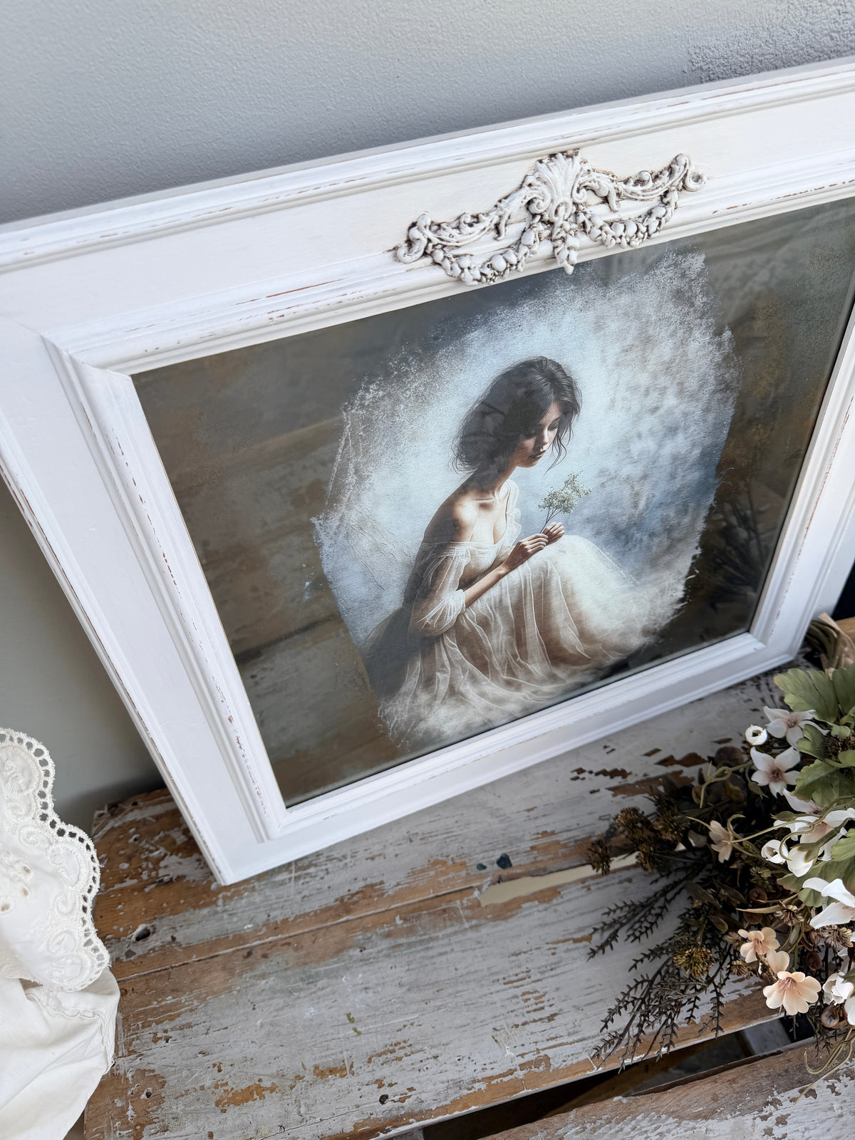 Elouise Mirrored decoupage artwork in Frame