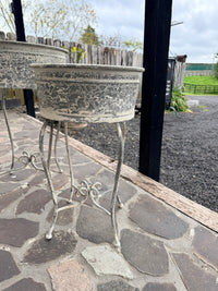 Antique Iron Standing Planter Cream