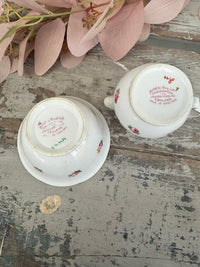 Pink rosebud set sugar bowl and jug Made in England