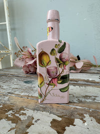 Painted bottle Pink w botanical florals