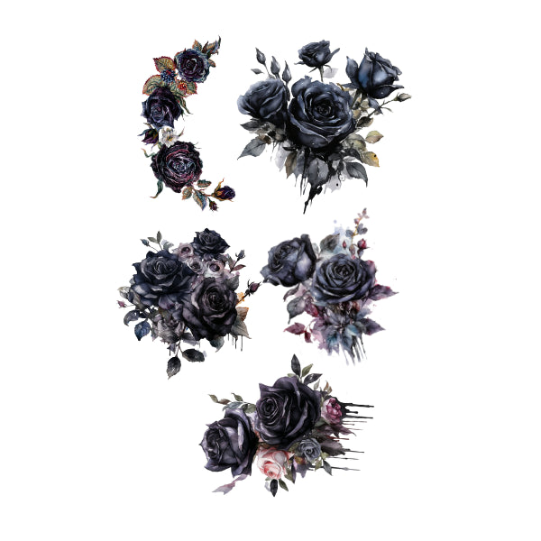 Dark Floral pieces White Cloud Transfer