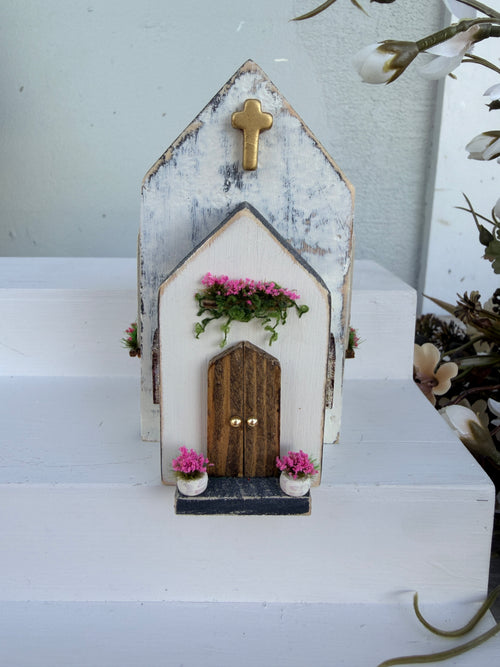 Miniature Handmade Church series pink floral