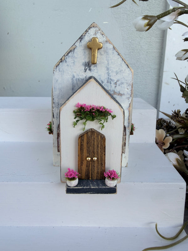 Miniature Handmade Church series pink floral