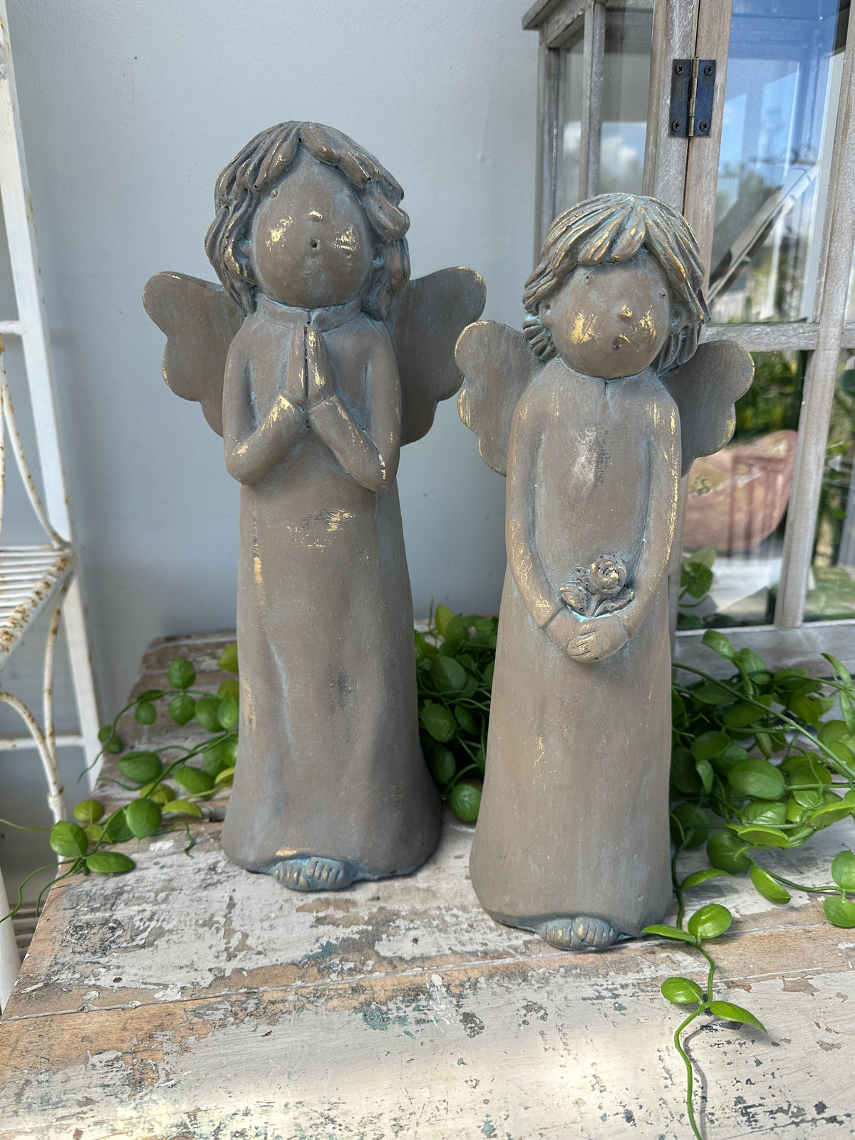 Angel Statue Rustic with flowers