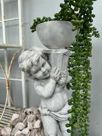 Cherub holding Bowl Paris Grey & white left COLLECT ONLY