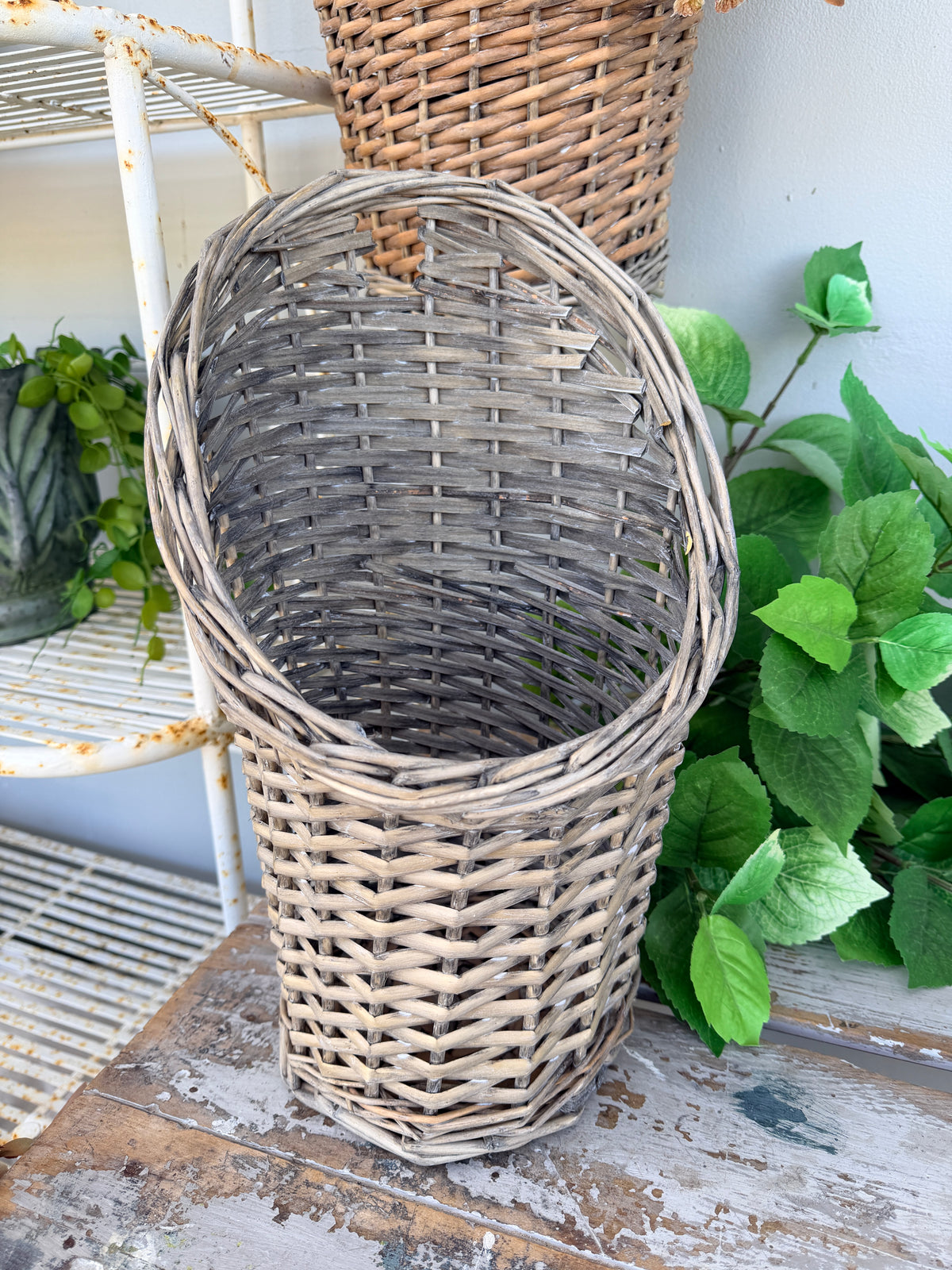 Hanging Wall Baskets Willow Greywash