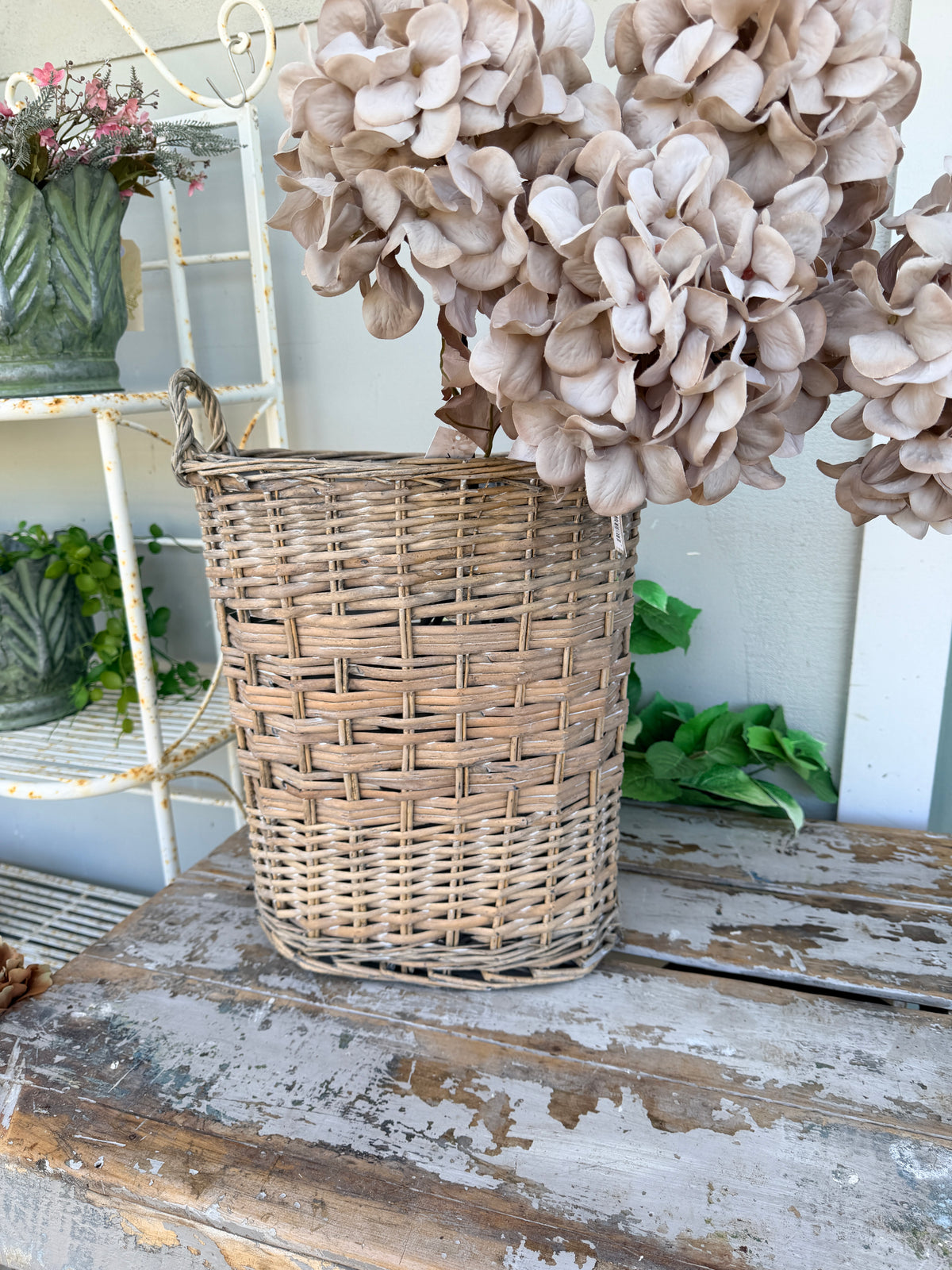 Standing Baskets Willow Greywash