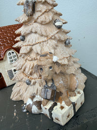 Christmas Tree Earthy Tones w Dog