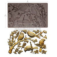 Silicone mold with bird and branch design. Cardinal Grace Mould by Redesign with Prima Christmas