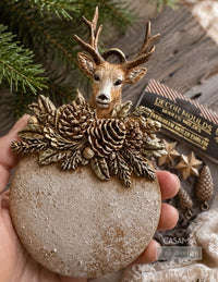Silicone mold with Christmas-themed designs Evergreen Antler Emblem Mould by Redesign with Prima Christmas