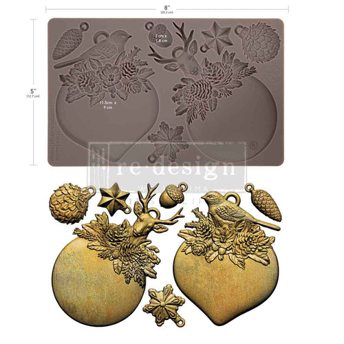 Silicone mold with Christmas-themed designs Evergreen Antler Emblem Mould by Redesign with Prima Christmas