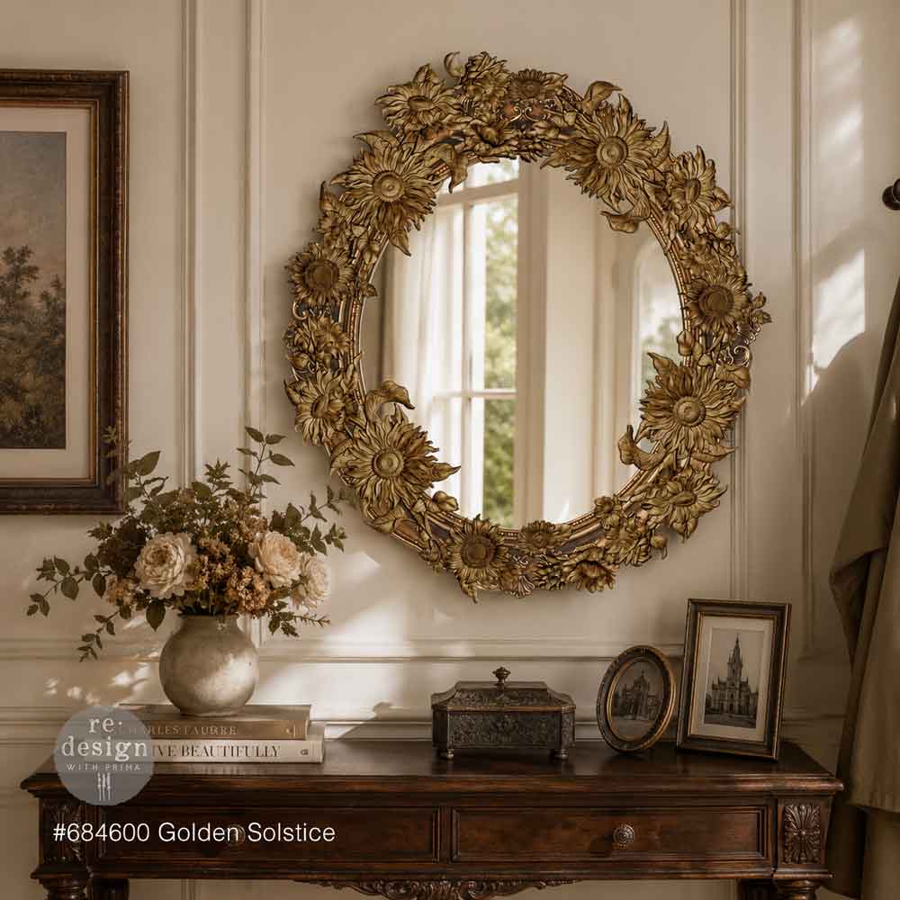 Decorative gold mirror Golden Solstice Sunflower Mould by Redesign with Prima