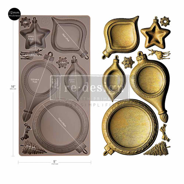 Silicone mold for making Christmas ornaments. Noel Elegance Mould by Redesign with Prima for Christmas