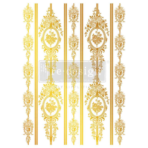 Decorative gold pattern gold foil transfer. Redesign with Prima Christmas GOLD Chateau Filigree transfer Large KACHA 