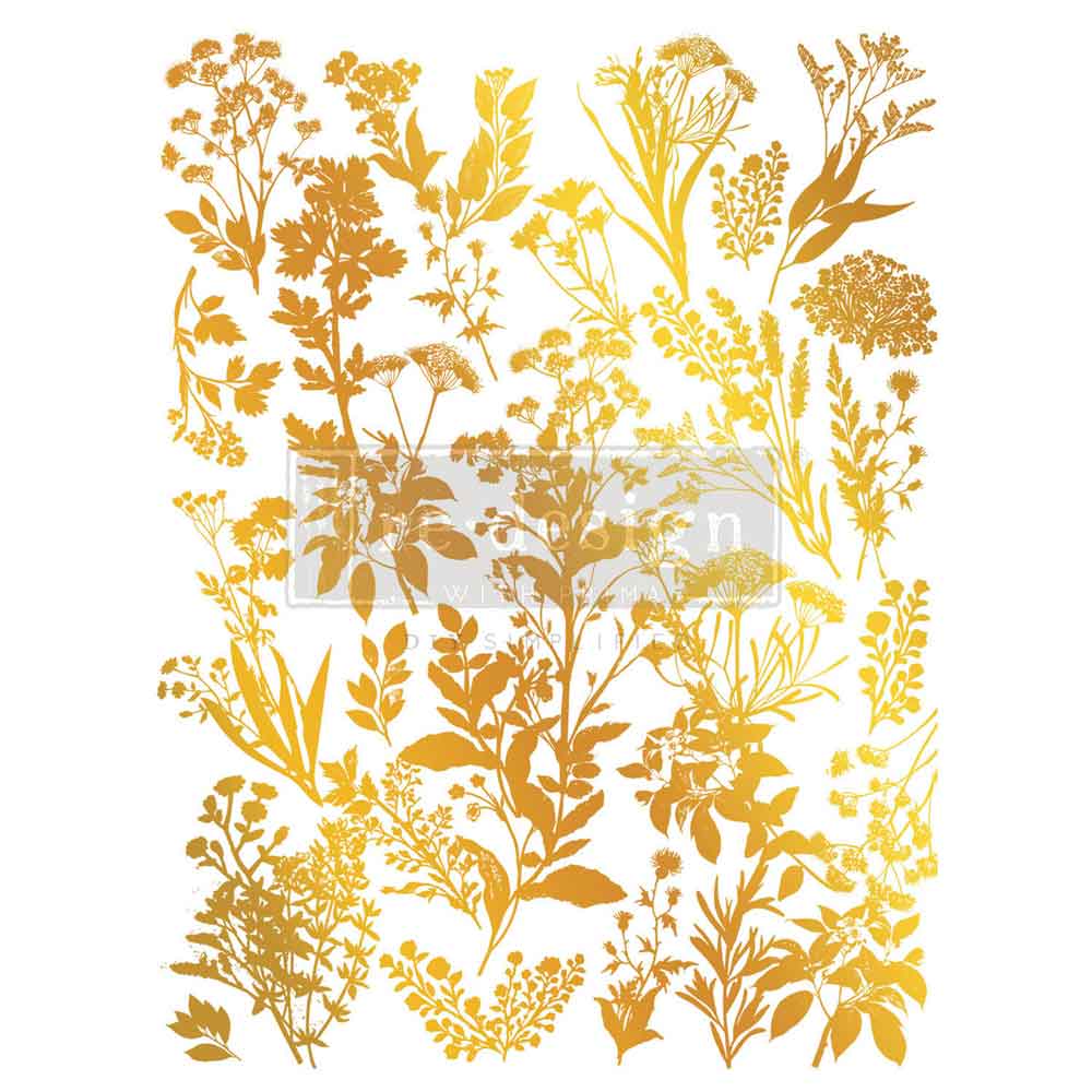 Redesign with prima christmas GOLD Luxe Foliage transfer Large KACHA