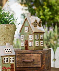 Devon Tea Light Cottage Tall Sage