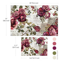Crimson Elegance Decoupage Fiber Paper 2 sheet set Double Delight