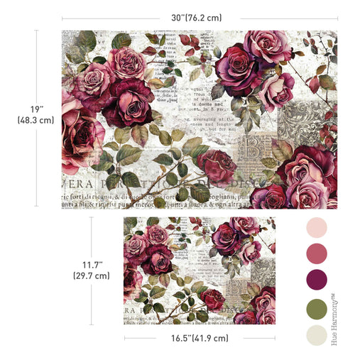 Crimson Elegance Decoupage Fiber Paper 2 sheet set Double Delight