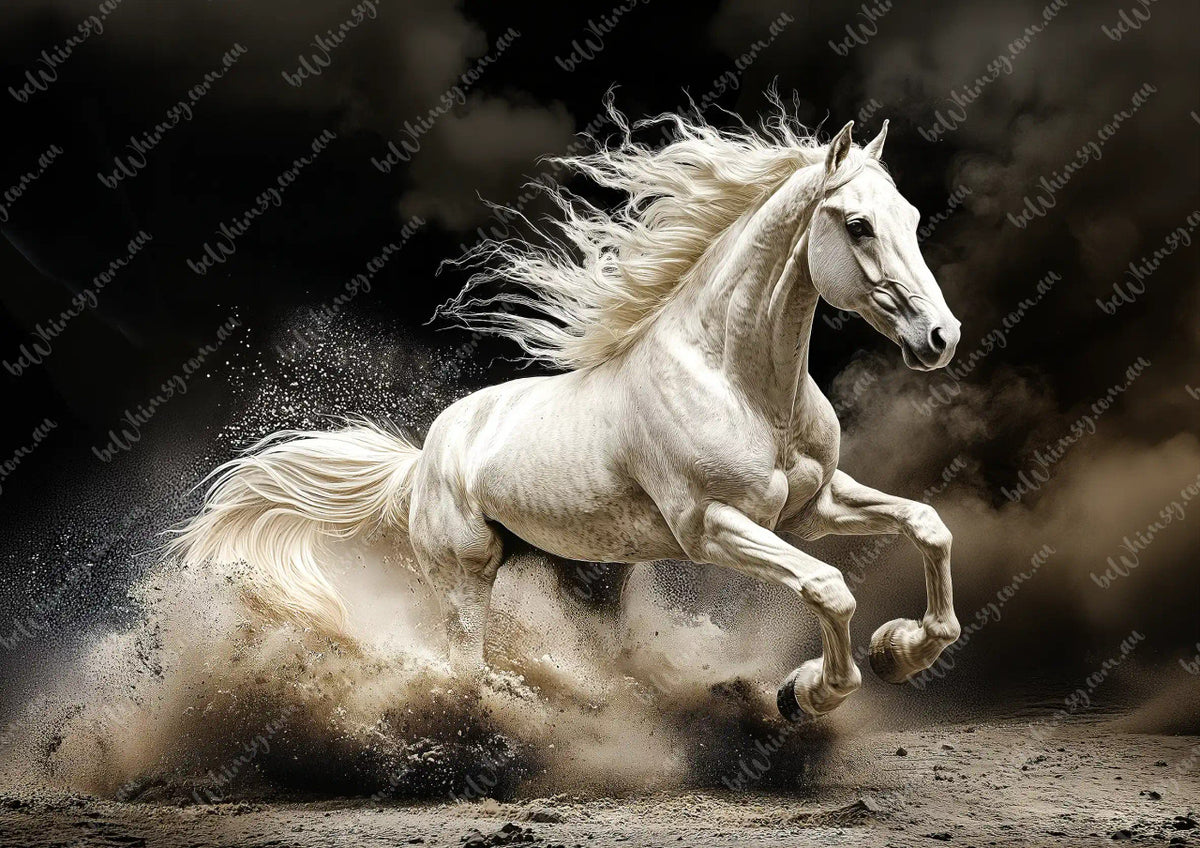 White horse rearing up on a dark background duke decoupage paper