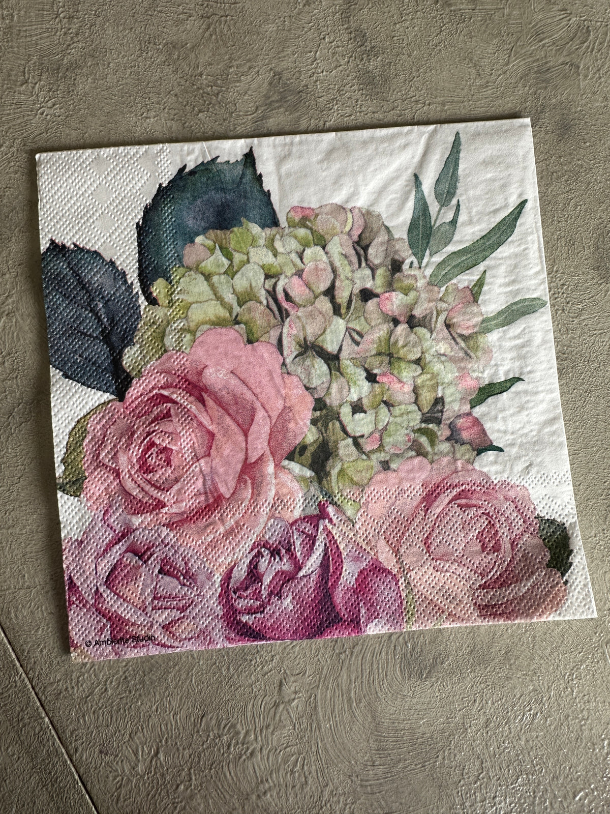 Pastel Hydrangea Napkin for Decoupage