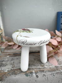 Small wood decor stool with floral