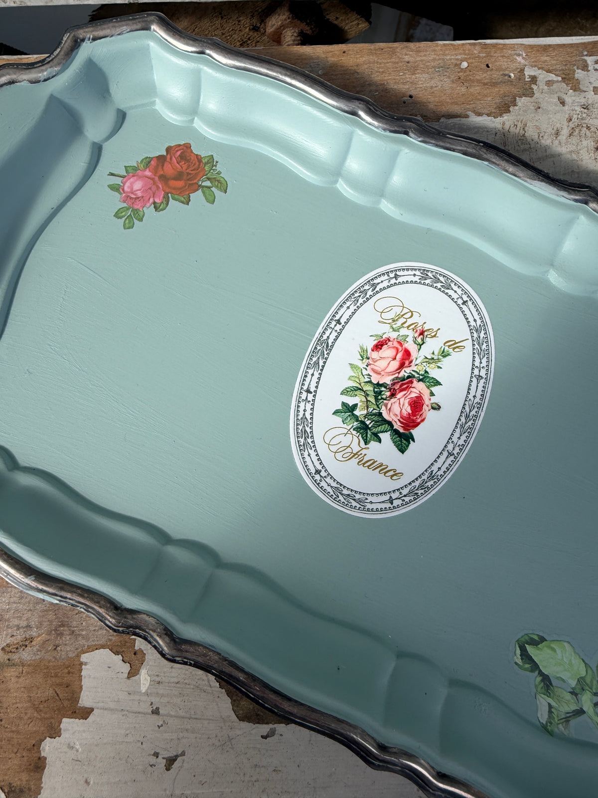 Metal Tray in French Eggshell