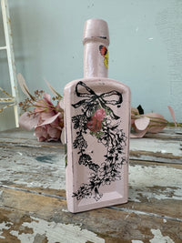Painted bottle Pink w botanical florals