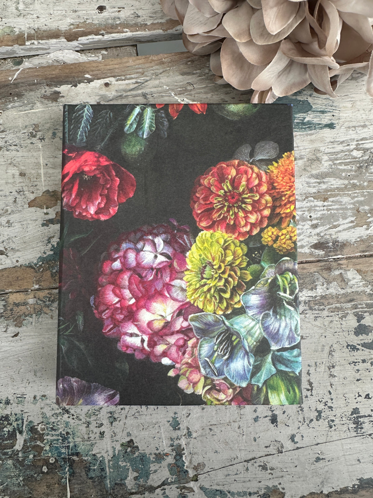 Floral notebook on a Jotter Pad Old Master Hydrangea peek