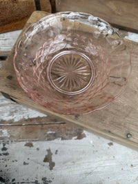 Pink glass bowl with engraving