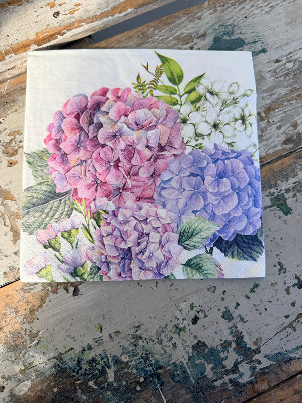 Hydrangeas on white background Napkin for Decoupage